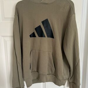 Adidas Olive Green Hoodie with Black Logo Size L